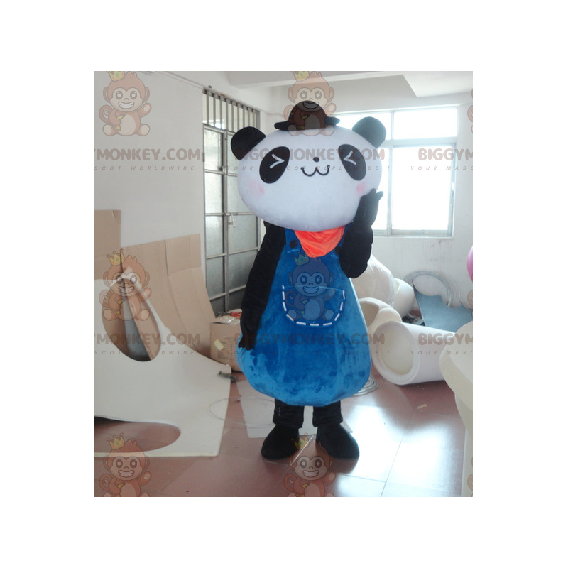 BIGGYMONKEY™ Mascot Costume of Black and White Panda in Blue