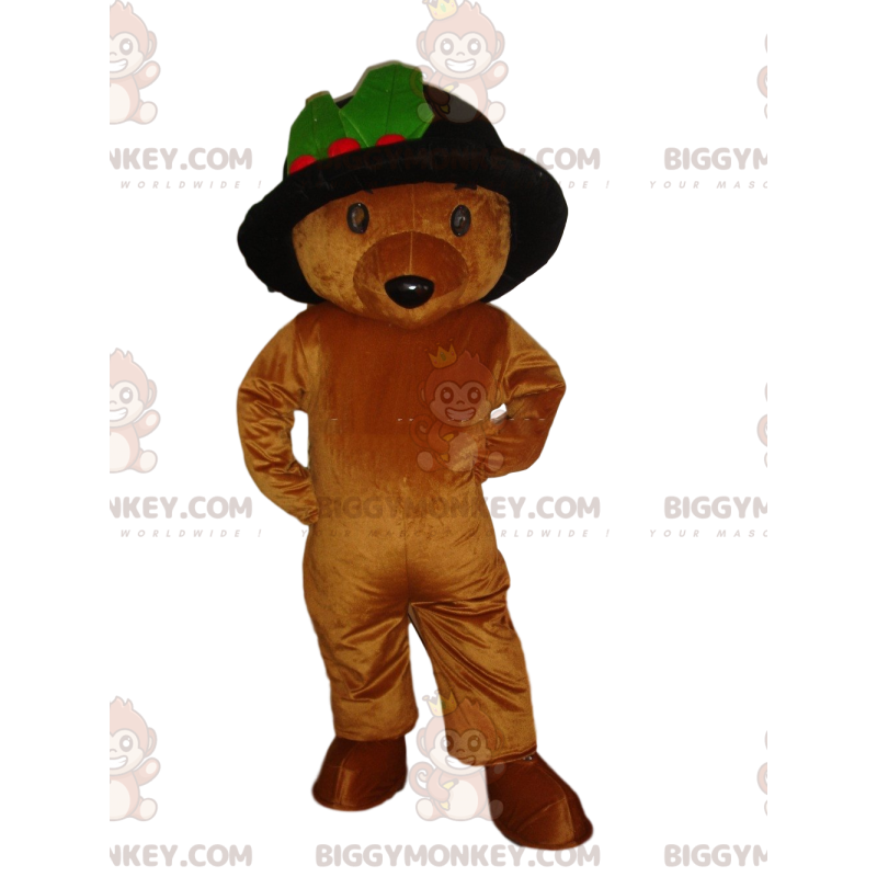 Braunes Teddy BIGGYMONKEY™ Maskottchenkostüm mit süßem Hut