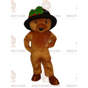 Bruin teddy BIGGYMONKEY™ mascottekostuum met schattige hoed