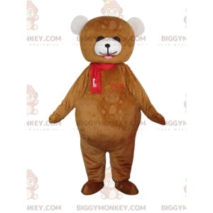 Gran disfraz de oso marrón y blanco, disfraz de oso de peluche
