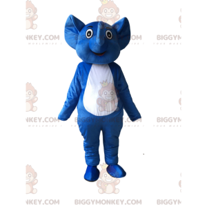 Traje de mascote de elefante azul e branco BIGGYMONKEY™