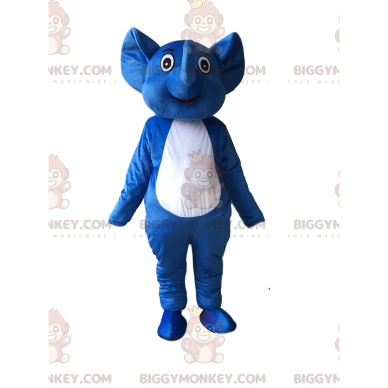 Sinivalkoinen norsu BIGGYMONKEY™ maskottiasu, norsunvauvan asu