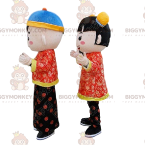 2 BIGGYMONKEY™s maskot av asiatiska barn, kinesiska barndräkter