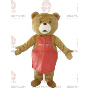 BIGGYMONKEY™ Maskotdräkt Brun björnunge med rött förkläde -