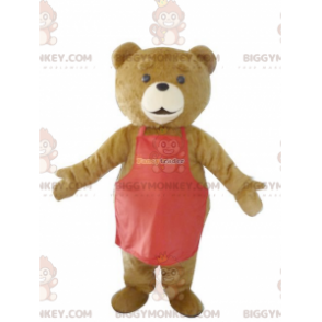 BIGGYMONKEY™ Mascot Costume Brown Bear Cub With Red Apron -