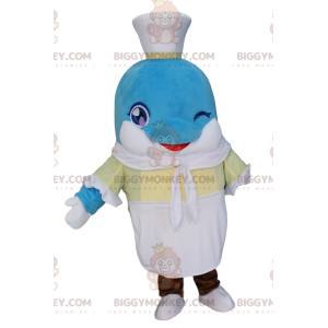 Dolfijn BIGGYMONKEY™ mascottekostuum met matrozenoutfit, schuim