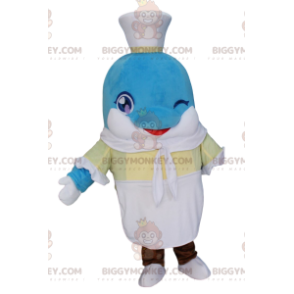 Dolphin BIGGYMONKEY™ Mascot Costume with Sailor Outfit, Foam -