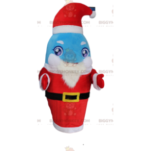 Blue and white dolphin costume dressed as Santa Claus -