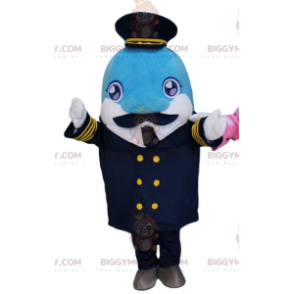 BIGGYMONKEY™ mascot costume of dolphin in captain outfit