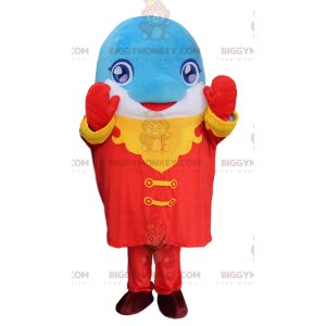 Costume de mascotte BIGGYMONKEY™ de dauphin bleu et blanc avec