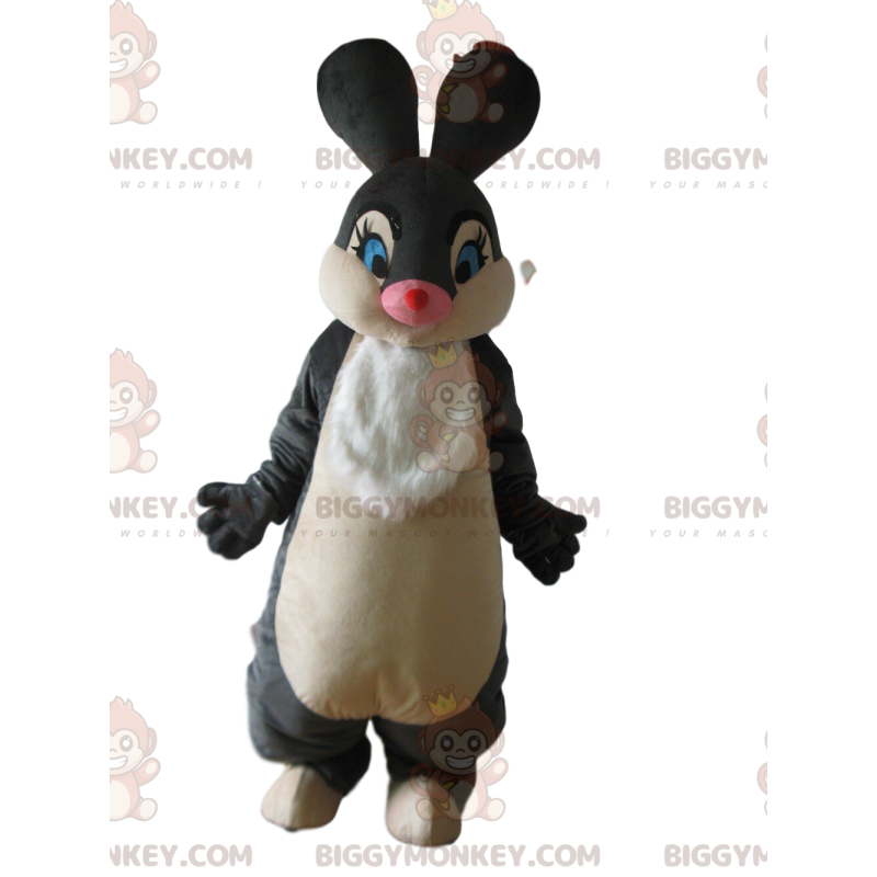 BIGGYMONKEY™ costume mascotte di coniglio grigio e bianco, di