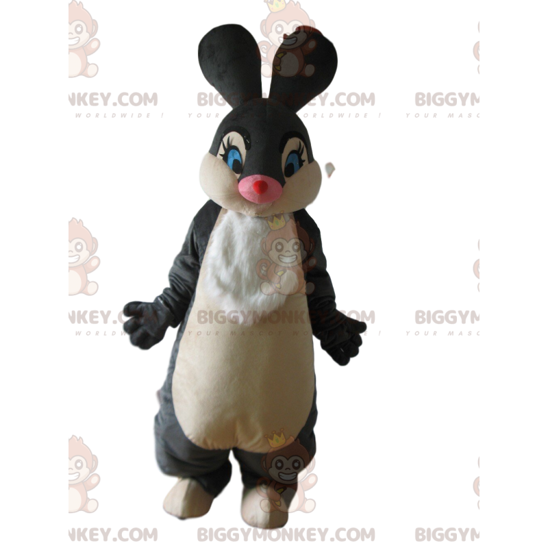 Costume de mascotte BIGGYMONKEY™ de lapin gris et blanc, de