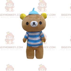 BIGGYMONKEY™ Big Brown Bear Mascot Costume With Sailor Top And