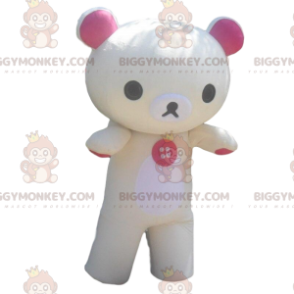 Geel en wit teddybeer BIGGYMONKEY™ mascottekostuum