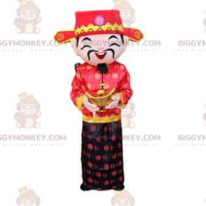 Asian Man BIGGYMONKEY™ Mascot Costume, God of Wealth Costume –