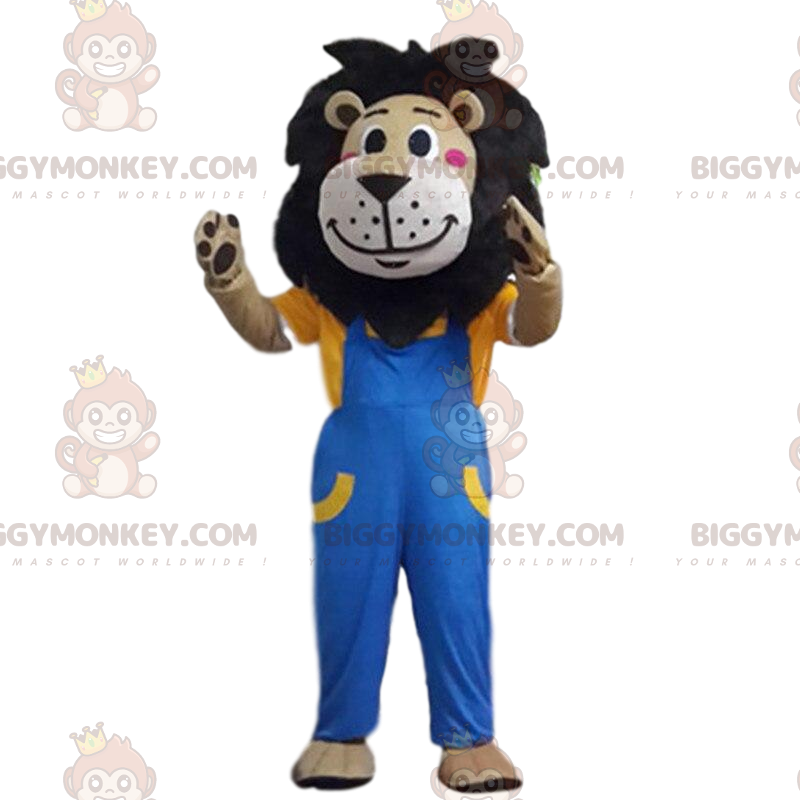 Traje de mascote de leão marrom BIGGYMONKEY™ vestido com