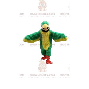 Costume de mascotte BIGGYMONKEY™ de perroquet vert et jaune