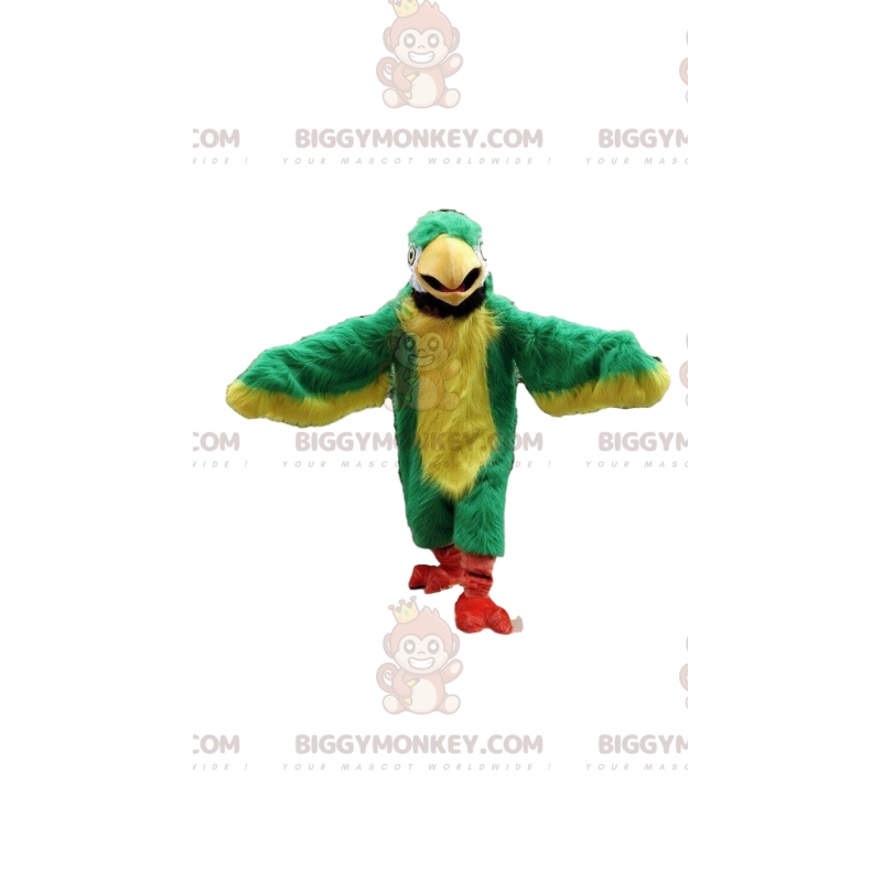 BIGGYMONKEY™ maskotdräkt av grön och gul papegoja, exotisk