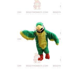 Disfraz de mascota BIGGYMONKEY™ de loro verde y amarillo