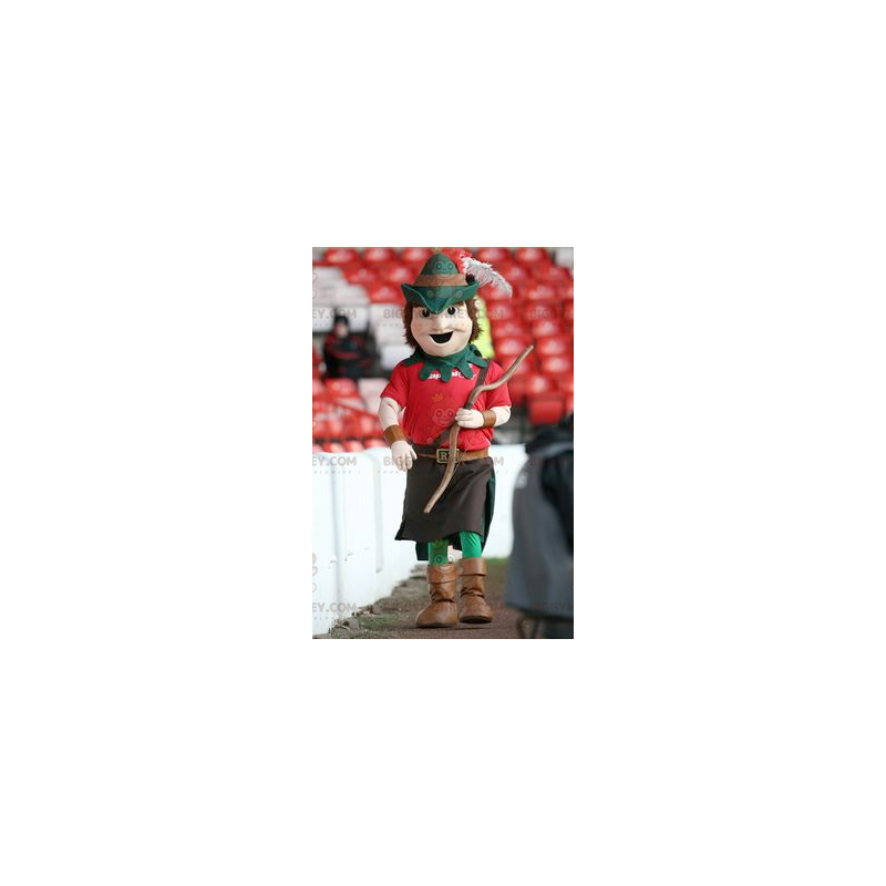 Στολή μασκότ Robin Hood BIGGYMONKEY™ σε κόκκινο και πράσινο