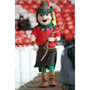 Robin Hood BIGGYMONKEY™ Mascot Costume in Red and Green Outfit