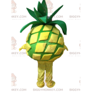 BIGGYMONKEY™ maskot kostume gul og grøn ananas, eksotisk frugt