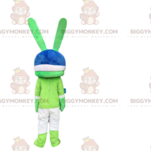 BIGGYMONKEY™ maskotkostume Grøn kanin, kæmpe med hjelm på