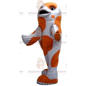Costume da mascotte BIGGYMONKEY™ pesce bianco e arancione -