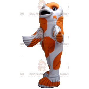 Costume de mascotte BIGGYMONKEY™ de poisson blanc et orange -