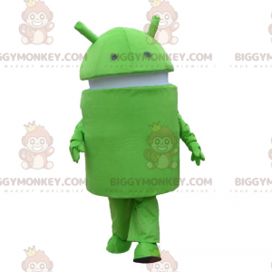 BIGGYMONKEY™ Android-Maskottchenkostüm, grün-weißes