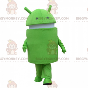 BIGGYMONKEY™ Android-maskotdräkt, grön och vit robotdräkt