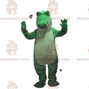 Groene en witte krokodil BIGGYMONKEY™ mascottekostuum