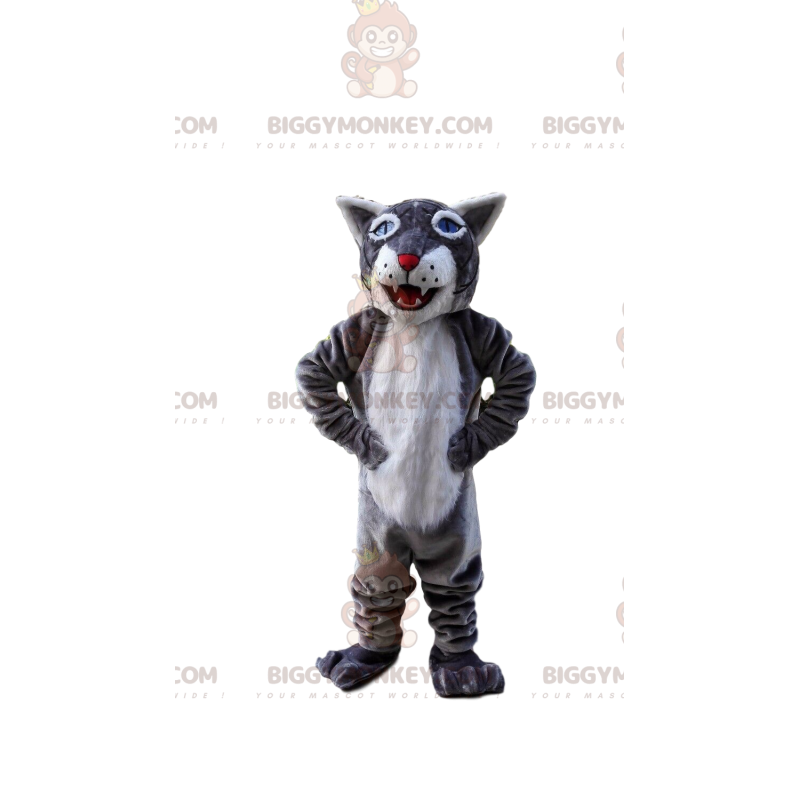 Disfraz de mascota BIGGYMONKEY™ tigre gris y blanco, disfraz de