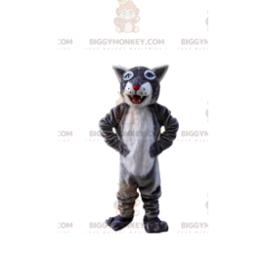 BIGGYMONKEY™ costume mascotte tigre grigia e bianca, costume