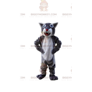 Disfraz de mascota BIGGYMONKEY™ tigre gris y blanco, disfraz de