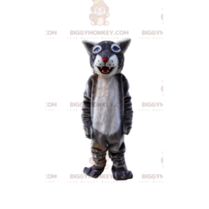 Costume de mascotte BIGGYMONKEY™ de tigre gris et blanc