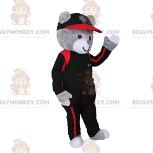 BIGGYMONKEY™ mascot costume of gray teddy dressed as a pilot.