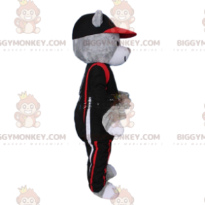BIGGYMONKEY™ costume da mascotte di orsacchiotto grigio vestito