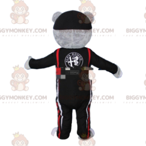 BIGGYMONKEY™ mascot costume of gray teddy dressed as a pilot.