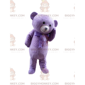 Paarse teddy BIGGYMONKEY™ mascottekostuum, gigantische paarse