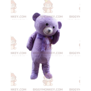 Lilla Teddy BIGGYMONKEY™ maskotkostume, kæmpe lilla