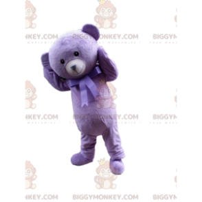 Costume da mascotte Purple Teddy BIGGYMONKEY™, Costume da orso