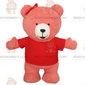 Jätte rosa teddy BIGGYMONKEY™ maskotdräkt, leende rosa