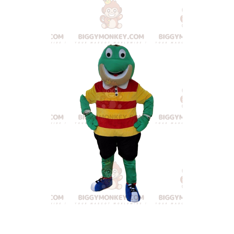 BIGGYMONKEY™ Costume da mascotte rana verde con abiti colorati