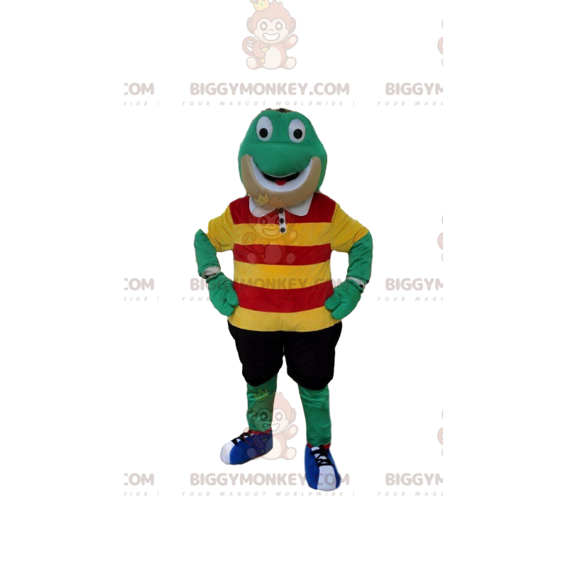 BIGGYMONKEY™ Green Frog Mascot Costume With Colorful Clothes –