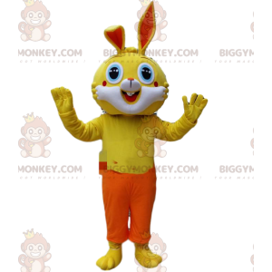Kostium maskotki BIGGYMONKEY™ żółty króliczek z pomarańczowymi
