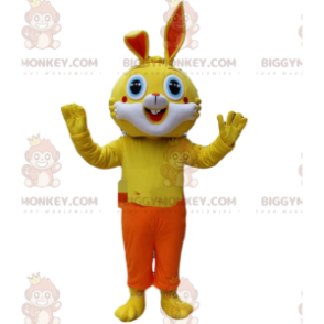 BIGGYMONKEY™ mascot costume yellow bunny with orange pants