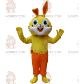 Kostým maskota BIGGYMONKEY™ žlutý zajíček s oranžovými
