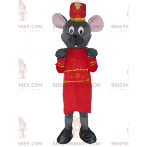 Fantasia de mascote BIGGYMONKEY™ Rato cinza com roupa de