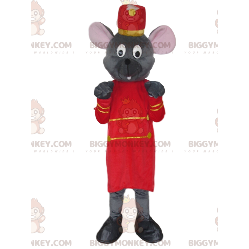 Costume de mascotte BIGGYMONKEY™ de souris grise en tenue de